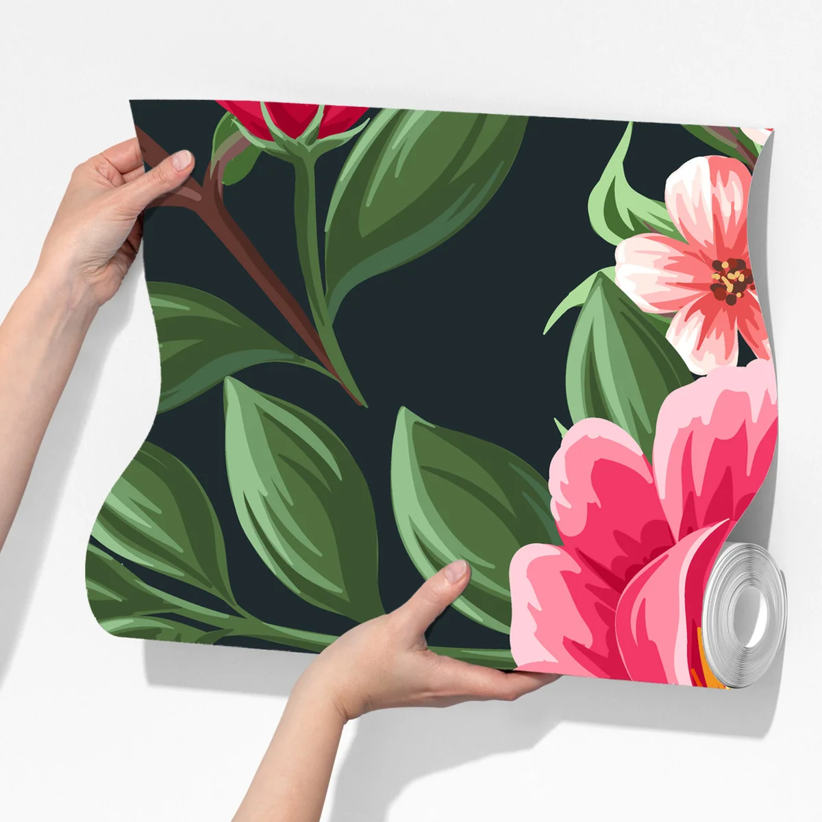 Fototapete rosa aquarell blumenmuster auf dunklem hintergrund Fototapete rosa aquarell blumenmuster auf dunklem hintergrund