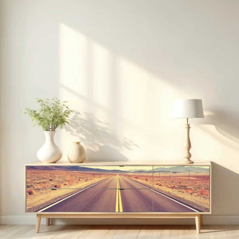 Repositionierbarer Aufkleber vintage wüstenstraße, Death Valley