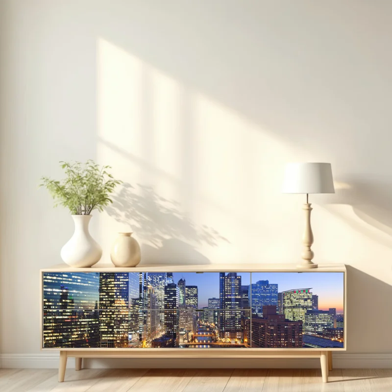 Repositionierbarer Aufkleber Chicago skyline bei dämmerung