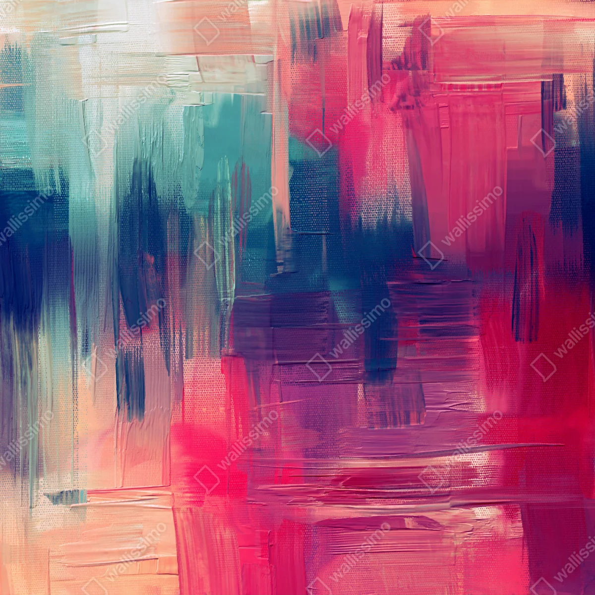 Poster leuchtendes abstraktes gemälde in rosa und türkis • Poster bei Wallnifity® Poster leuchtendes abstraktes gemälde in rosa und türkis • Poster bei Wallnifity®