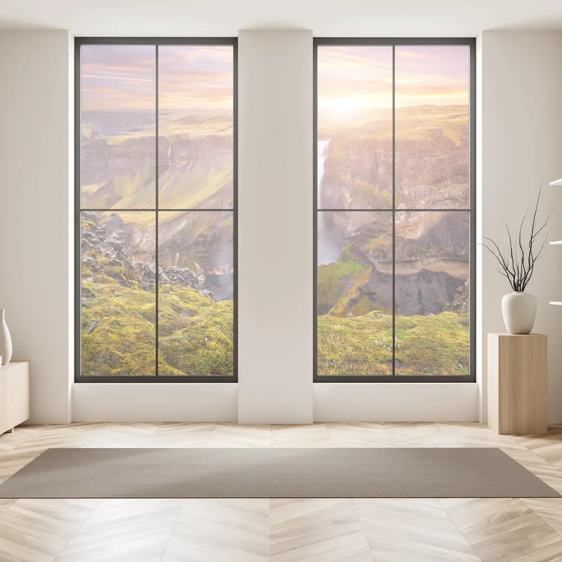 Fensteraufkleber Haifoss wasserfall bei sonnenuntergang