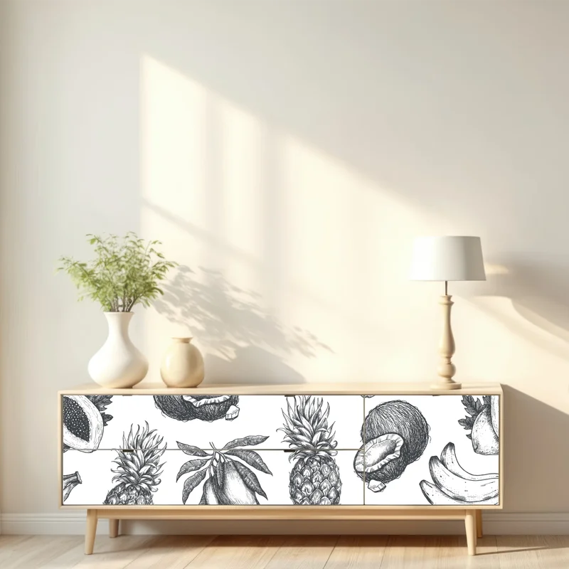 Repositionierbarer Aufkleber handgezeichnetes muster tropischer früchte Repositionierbarer Aufkleber handgezeichnetes muster tropischer früchte