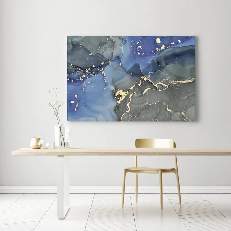 Leinwandbild luxuriöse blau-goldene abstraktion Leinwandbild luxuriöse blau-goldene abstraktion