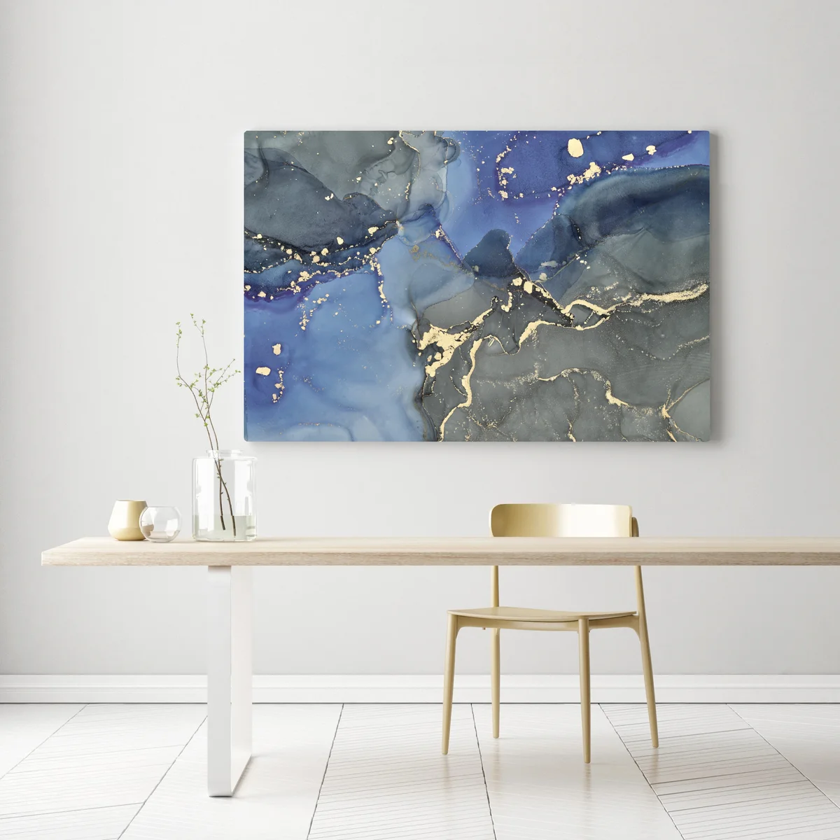 Leinwandbild luxuriöse blau-goldene abstraktion Leinwandbild luxuriöse blau-goldene abstraktion