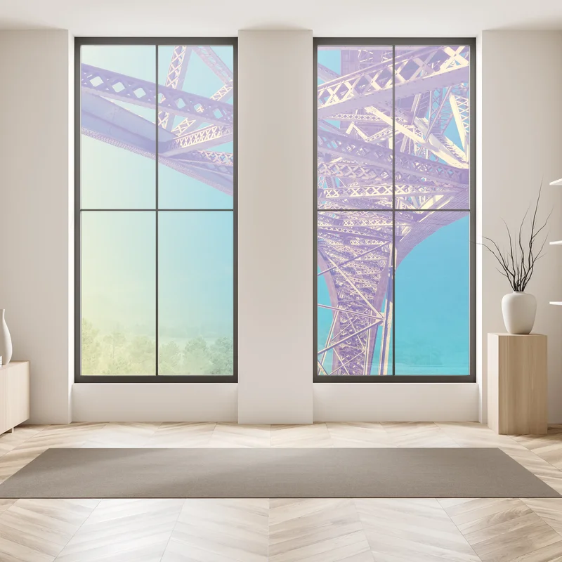 Fensteraufkleber abstrakte stahlbrücke in perspektive