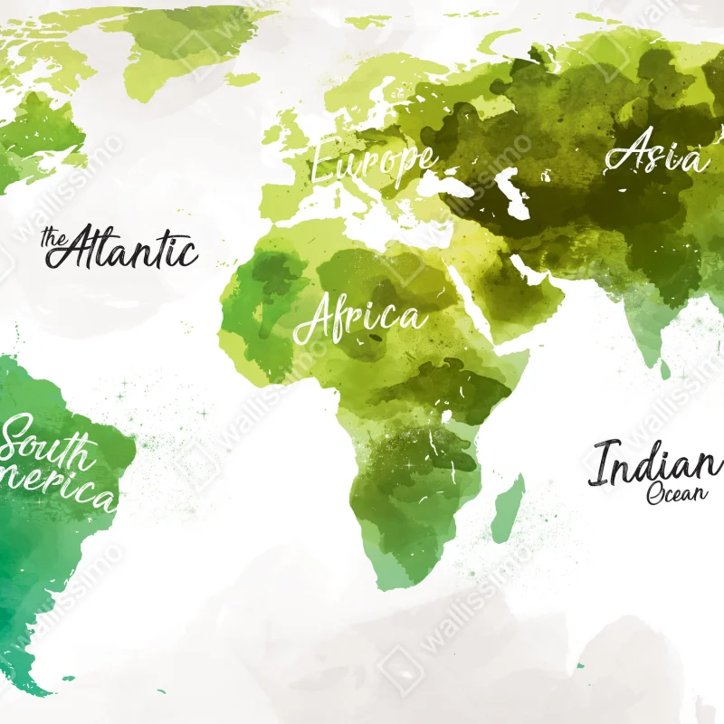 Fototapete grüne aquarell-weltkarte Fototapete grüne aquarell-weltkarte