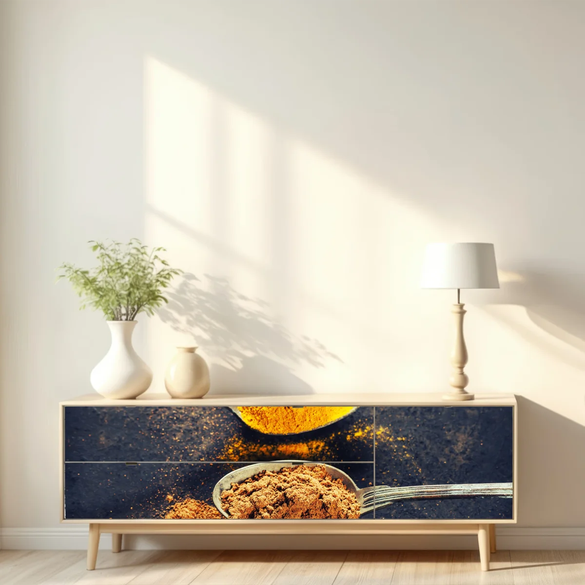 Repositionierbarer Aufkleber bunte gewürzlöffel anordnung Repositionierbarer Aufkleber bunte gewürzlöffel anordnung