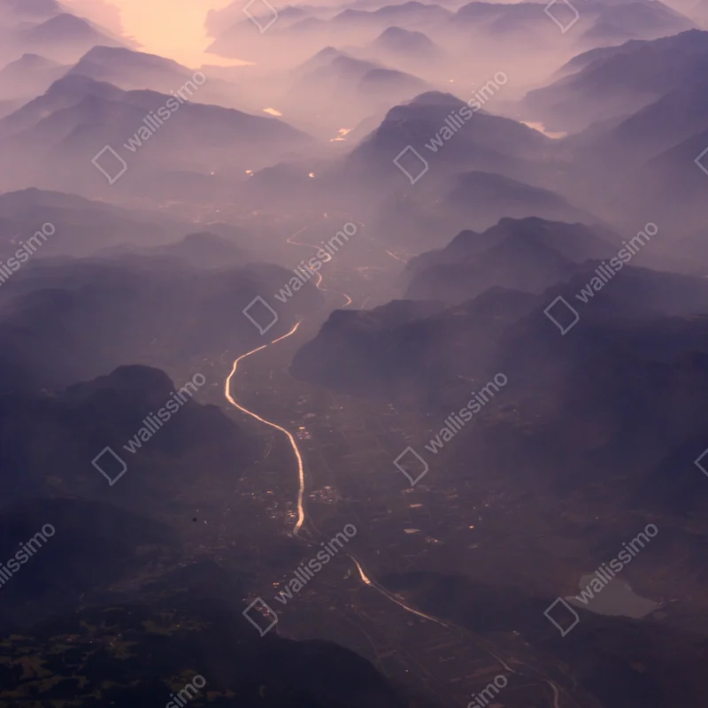 Kühlschrankaufkleber nebliges pastell bergtal Kühlschrankaufkleber nebliges pastell bergtal