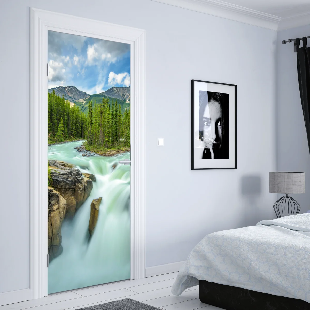 Türaufkleber neblige flussklamm bei Upper Sunwapta Falls, Jasper National Park Türaufkleber neblige flussklamm bei Upper Sunwapta Falls, Jasper National Park