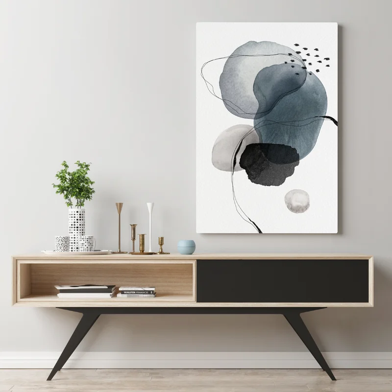 Leinwandbild ruhige blaue aquarellkugeln Leinwandbild ruhige blaue aquarellkugeln