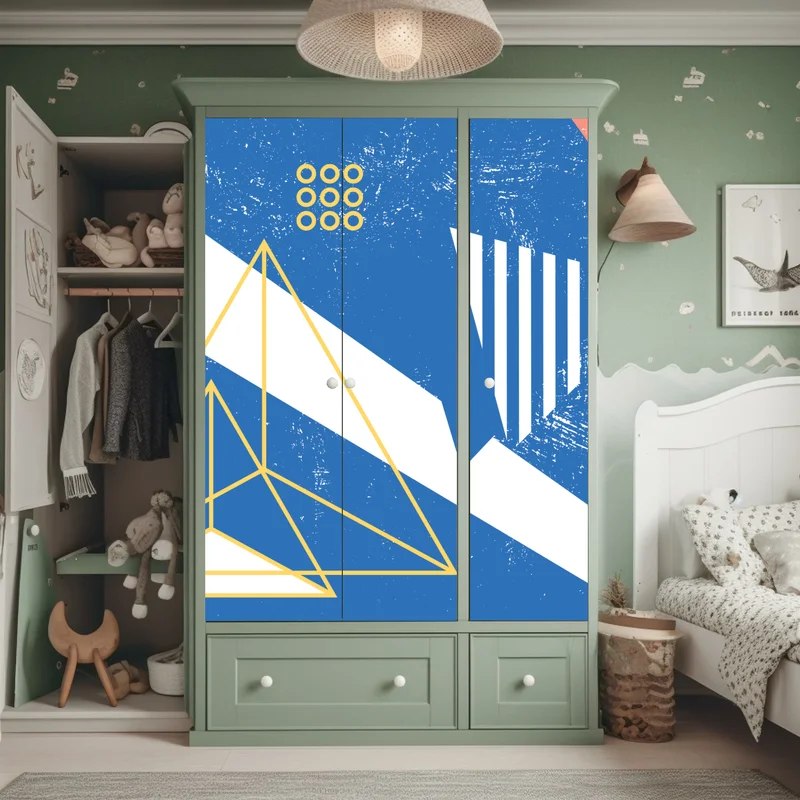 Schrankaufkleber geometrische abstraktion in blau Schrankaufkleber geometrische abstraktion in blau