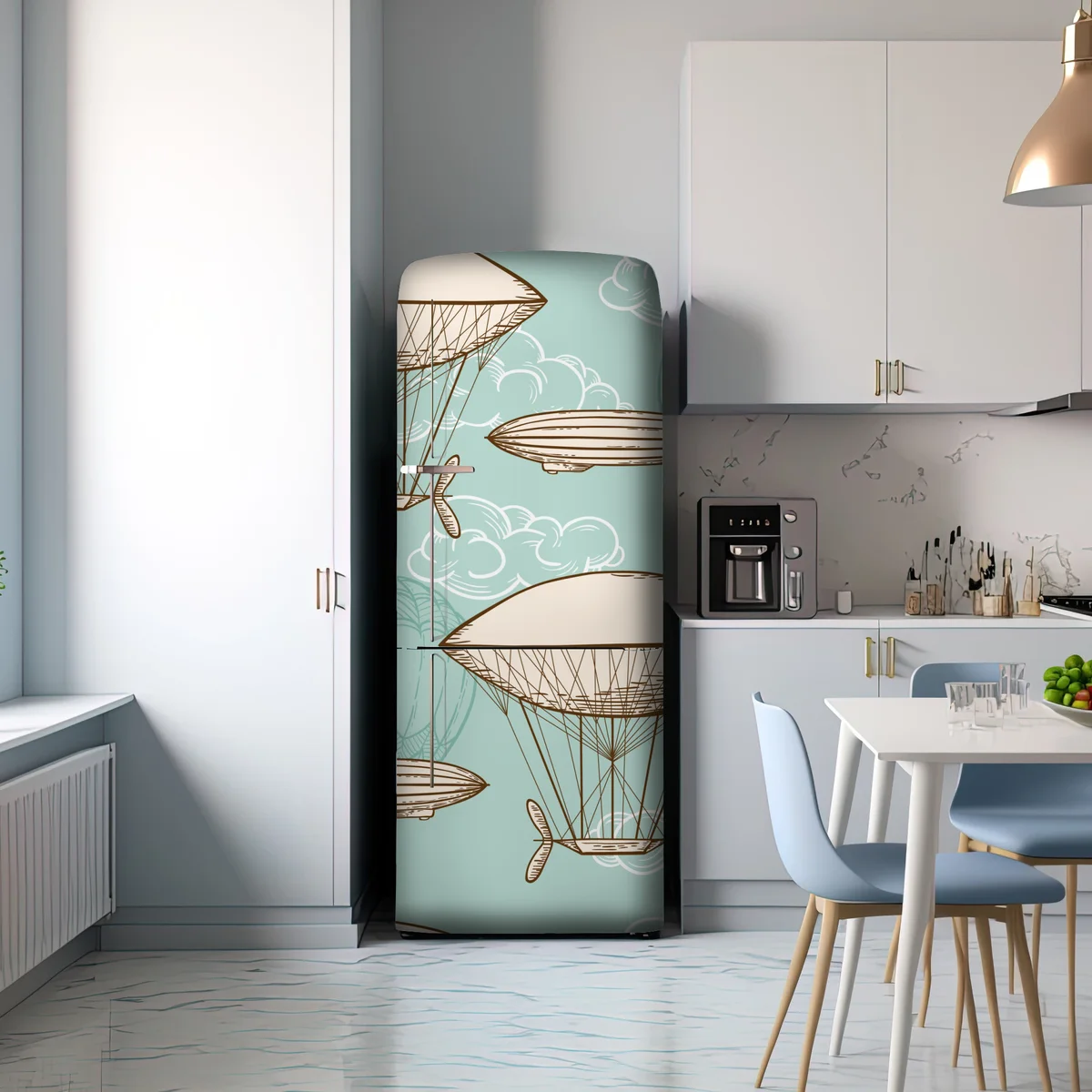 Kühlschrankaufkleber vintage-motiv mit luftschiffen und ballons Kühlschrankaufkleber vintage-motiv mit luftschiffen und ballons