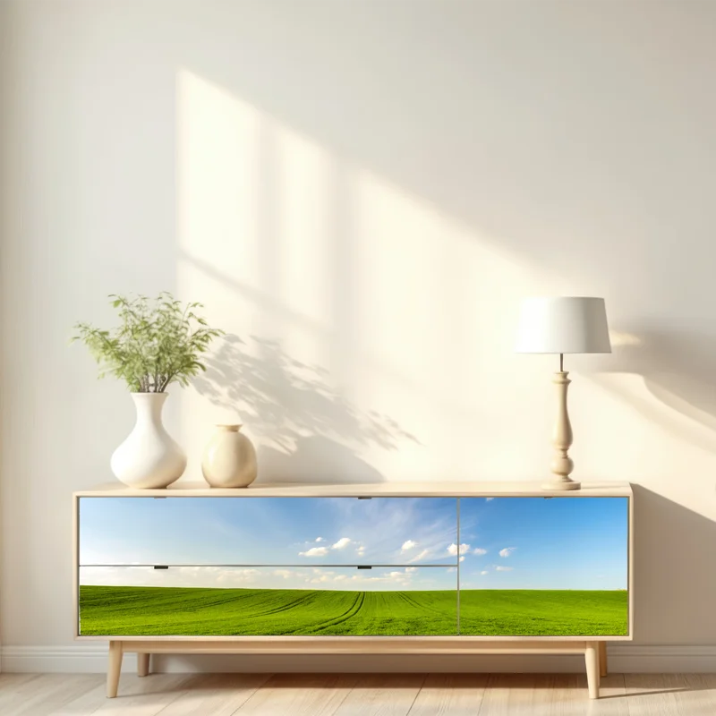 Repositionierbarer Aufkleber frühlingsgrüne wiesenpanorama Repositionierbarer Aufkleber frühlingsgrüne wiesenpanorama