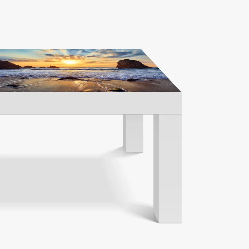 Tischaufkleber und Schreibtischaufkleber sonnenuntergang an der felsigen küste