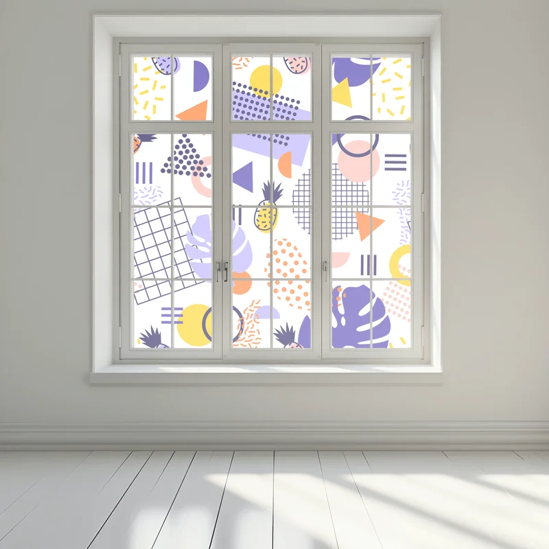 Fensteraufkleber verspieltes tropisches geometrisches muster