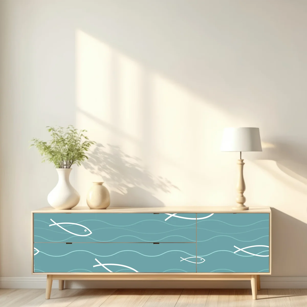 Repositionierbarer Aufkleber türkis fischmuster Repositionierbarer Aufkleber türkis fischmuster