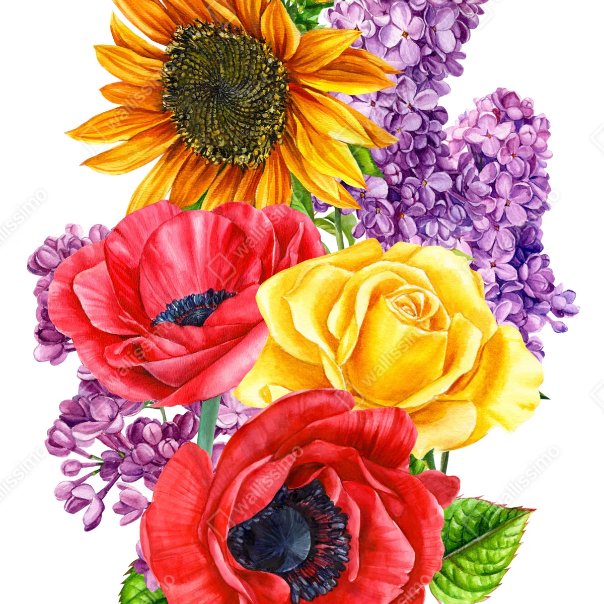 Poster buntes aquarell-blumenbouquet Poster buntes aquarell-blumenbouquet