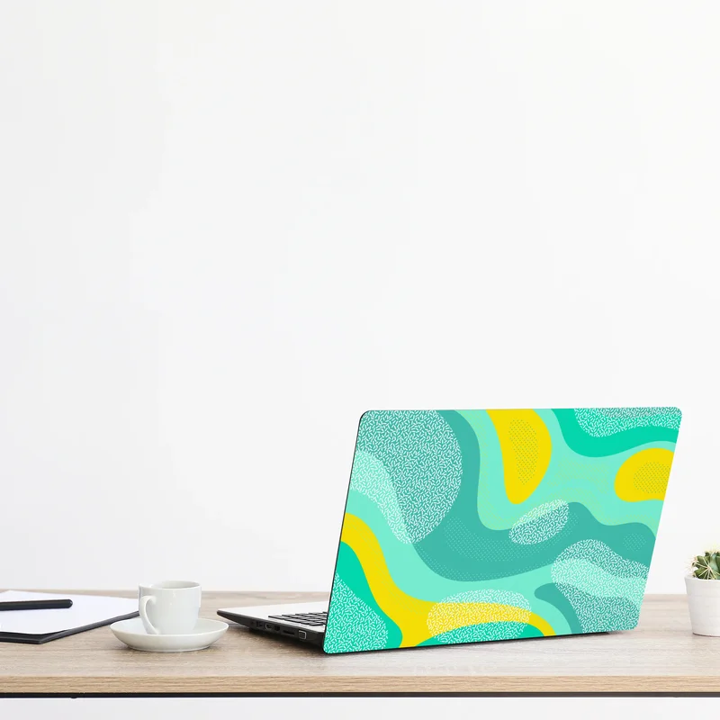 Naklejka na laptopa turkusowo-żółty abstrakcyjny wzór
