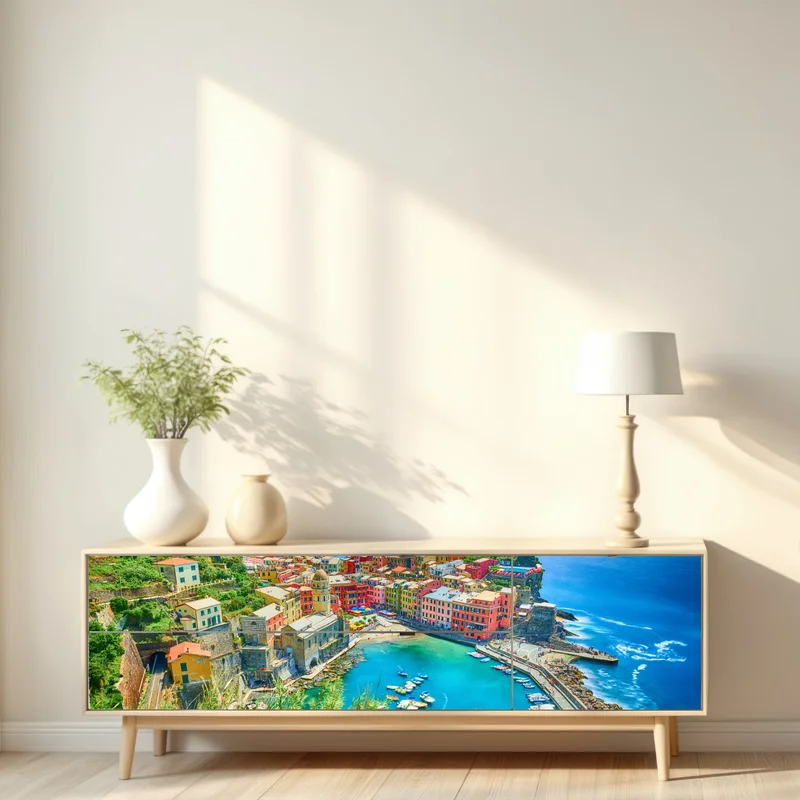 Repositionierbarer Aufkleber Vernazza bunte küstenstadt, Italien