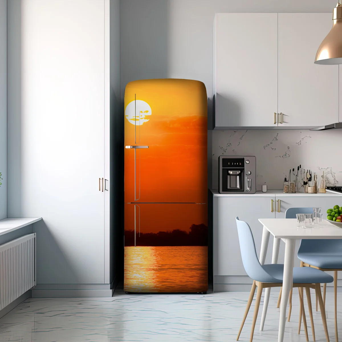 Kühlschrankaufkleber goldener sonnenuntergang über ruhigem see Kühlschrankaufkleber goldener sonnenuntergang über ruhigem see