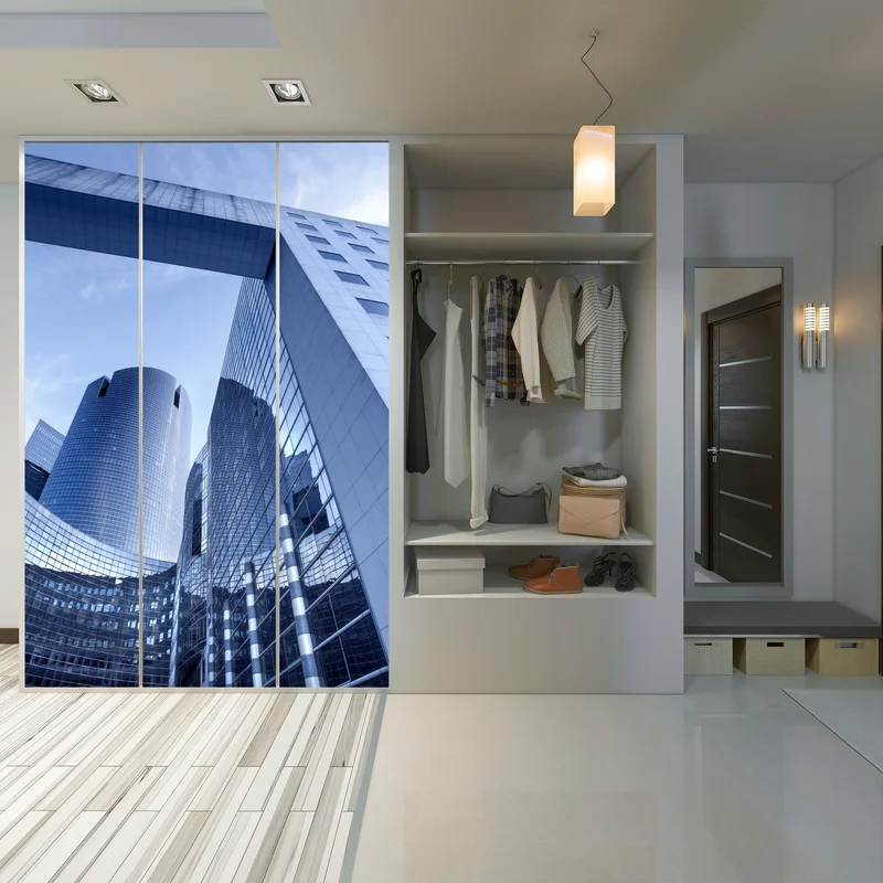 Schrankaufkleber moderne blaue stadtsilhouette Schrankaufkleber moderne blaue stadtsilhouette