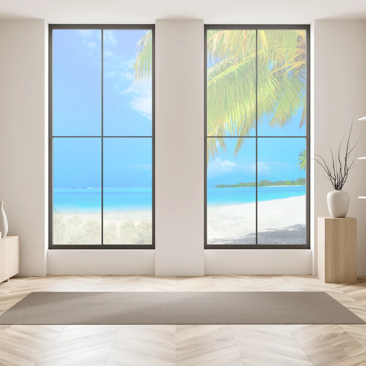 Naklejka na okno tropikalna turkusowa plaża Naklejka na okno tropikalna turkusowa plaża