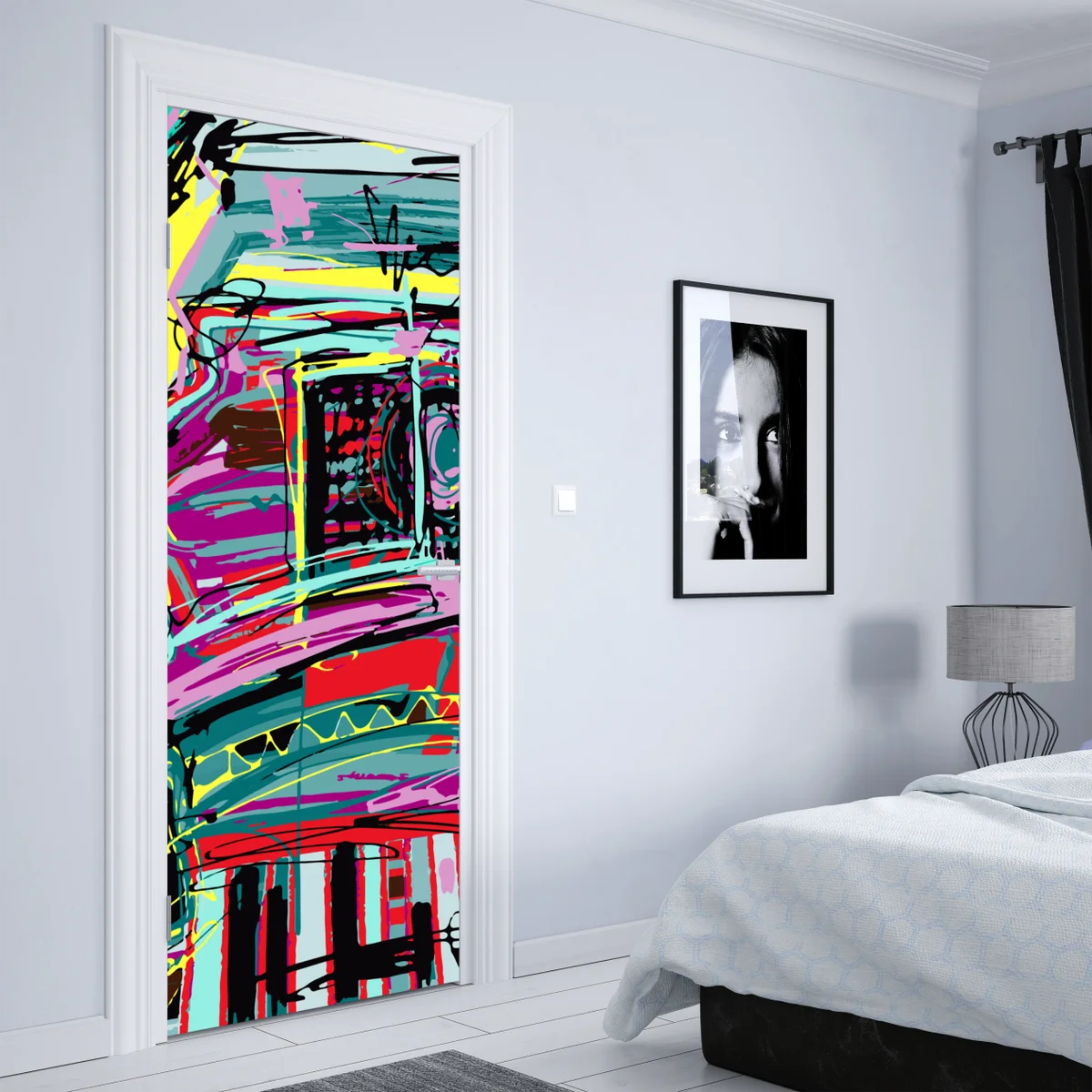 Türaufkleber lebhafte türkis abstrakte autokomposition Türaufkleber lebhafte türkis abstrakte autokomposition