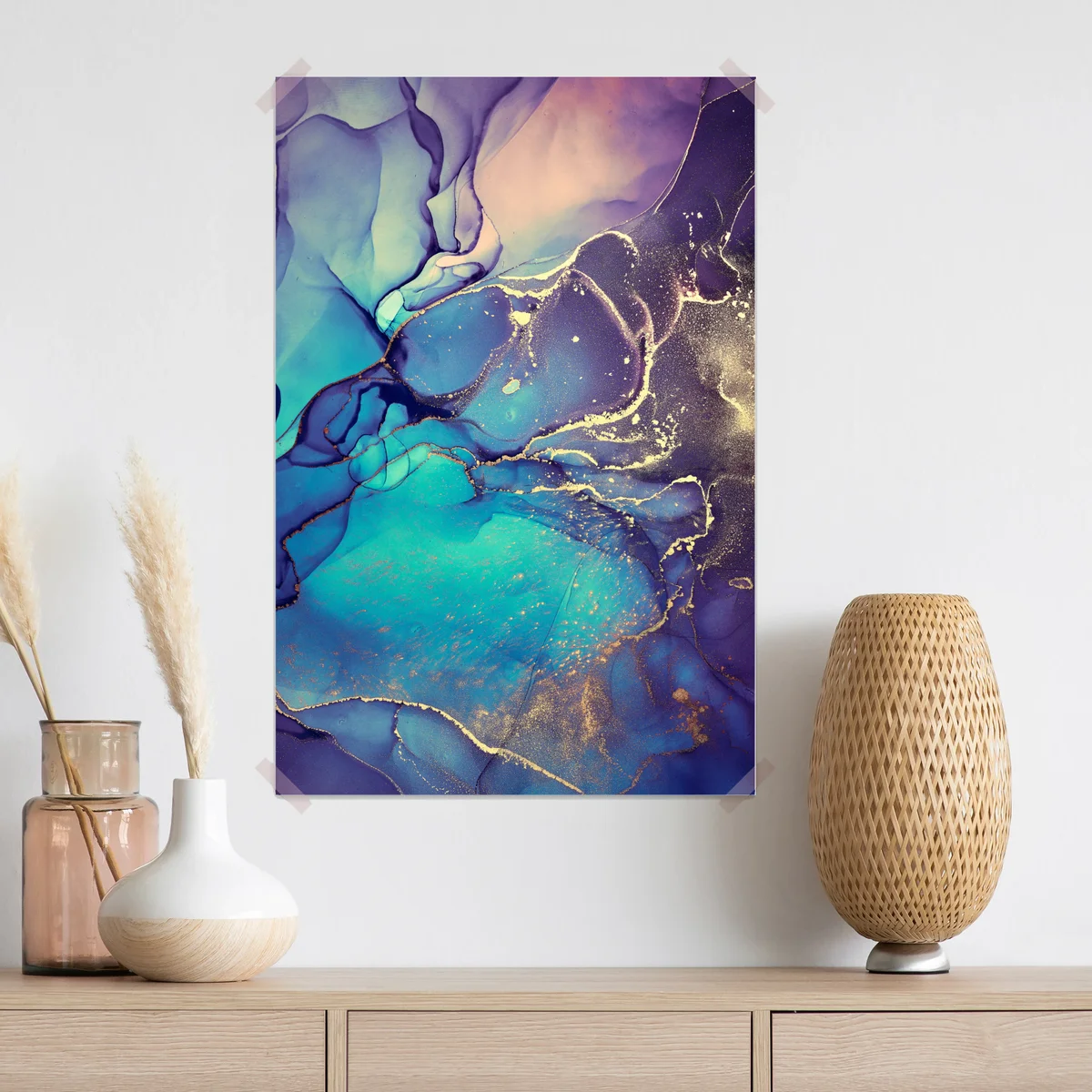 Poster türkis und gold fließende marmorabstraktion Poster türkis und gold fließende marmorabstraktion