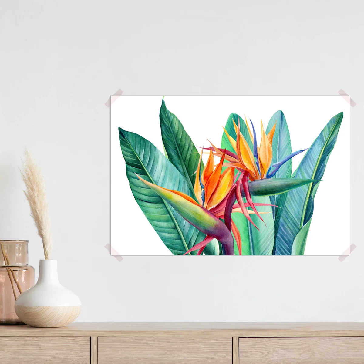 Poster leuchtende strelitzie in aquarell • Poster bei Wallnifity® Poster leuchtende strelitzie in aquarell • Poster bei Wallnifity®