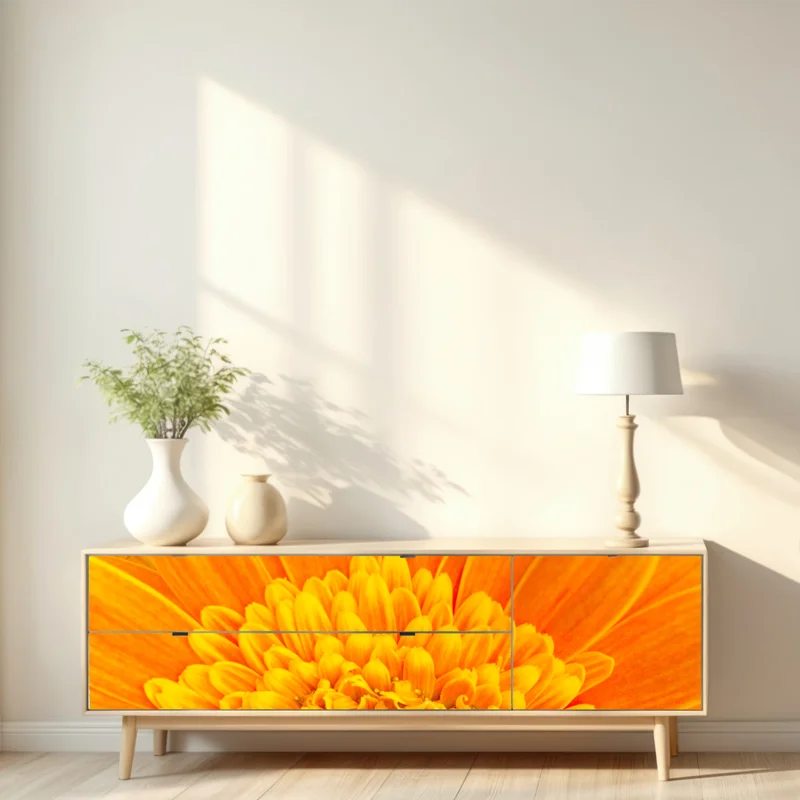 Repositionierbarer Aufkleber intensive orange gerbera nahaufnahme Repositionierbarer Aufkleber intensive orange gerbera nahaufnahme