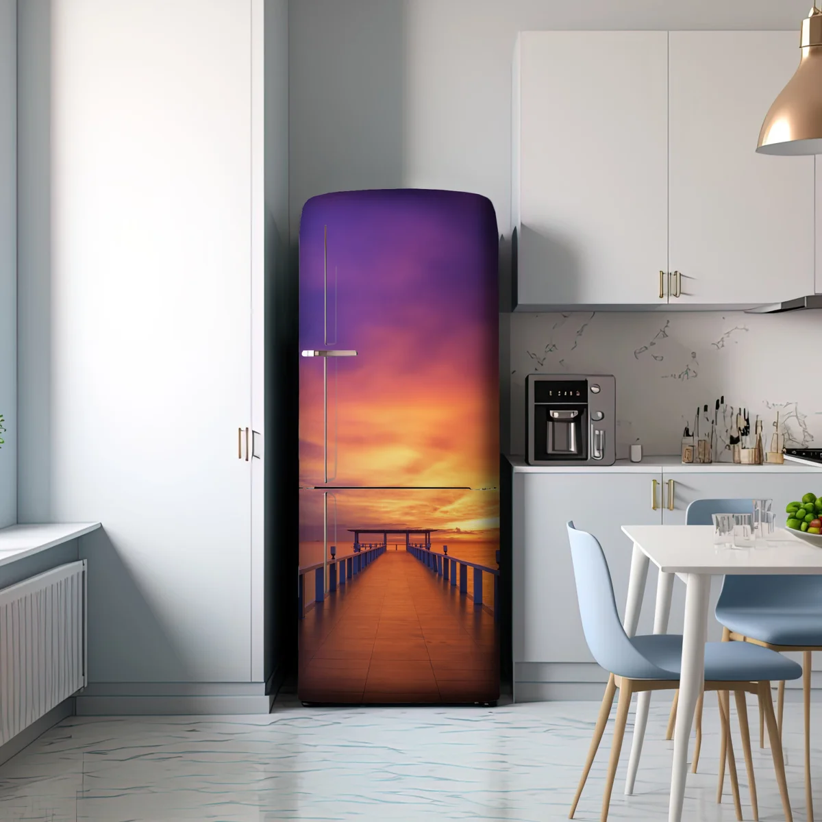 Kühlschrankaufkleber sonnenuntergang am steg am strand Kühlschrankaufkleber sonnenuntergang am steg am strand