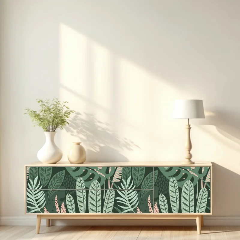 Repositionierbarer Aufkleber tropisches blattmuster Repositionierbarer Aufkleber tropisches blattmuster