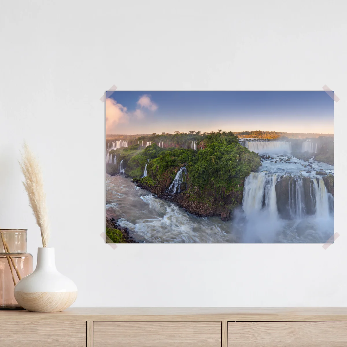 Poster neblige panorama der wasserfälle im üppigen wald • Poster bei Wallnifity® Poster neblige panorama der wasserfälle im üppigen wald • Poster bei Wallnifity®