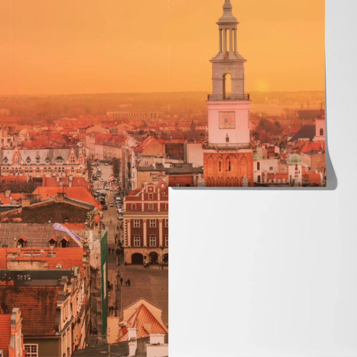 Fototapete warmer sonnenuntergang über historischen stadtdächern Fototapete warmer sonnenuntergang über historischen stadtdächern