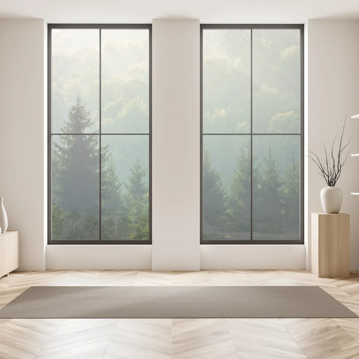 Fensteraufkleber nebeliger fichtenwald in den Karpaten bei sonnenaufgang Fensteraufkleber nebeliger fichtenwald in den Karpaten bei sonnenaufgang