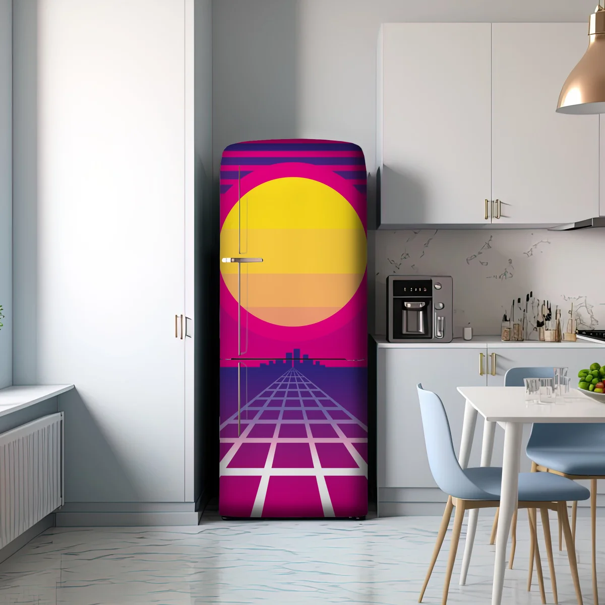 Kühlschrankaufkleber neon sonnenuntergang skyline Kühlschrankaufkleber neon sonnenuntergang skyline