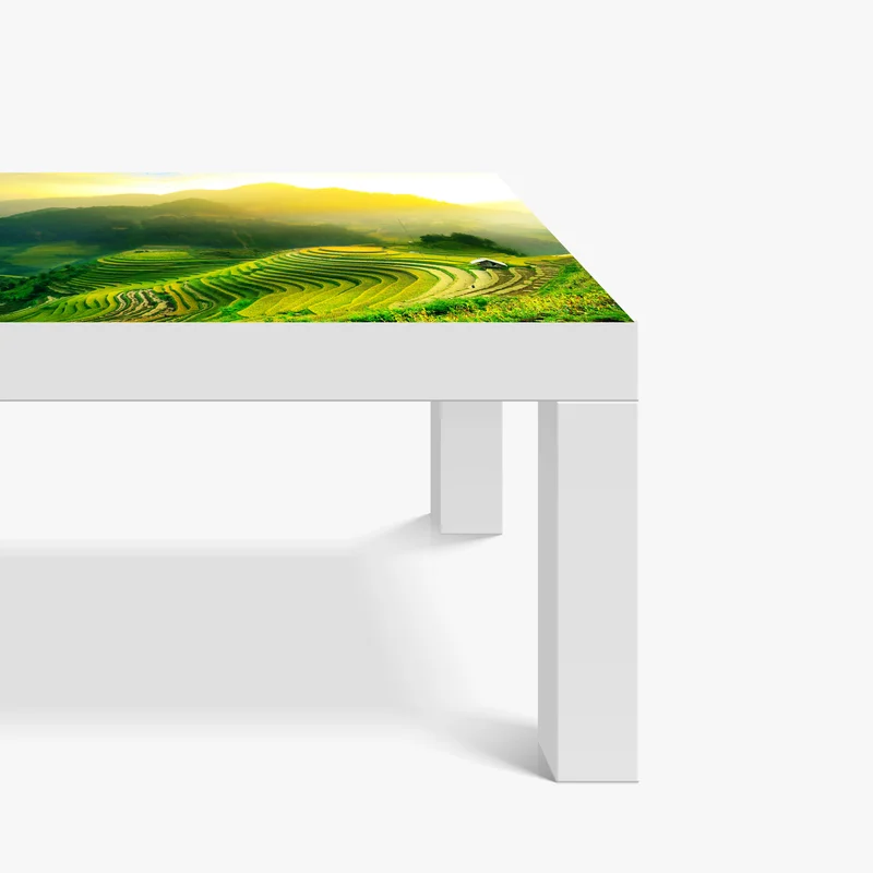 Tischaufkleber und Schreibtischaufkleber goldene reisterrassen im morgenlicht