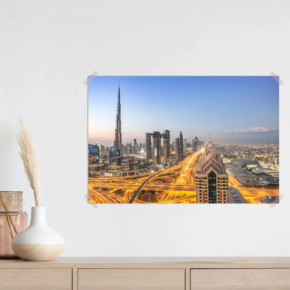 Poster skyline von Dubai bei dämmerung Poster skyline von Dubai bei dämmerung