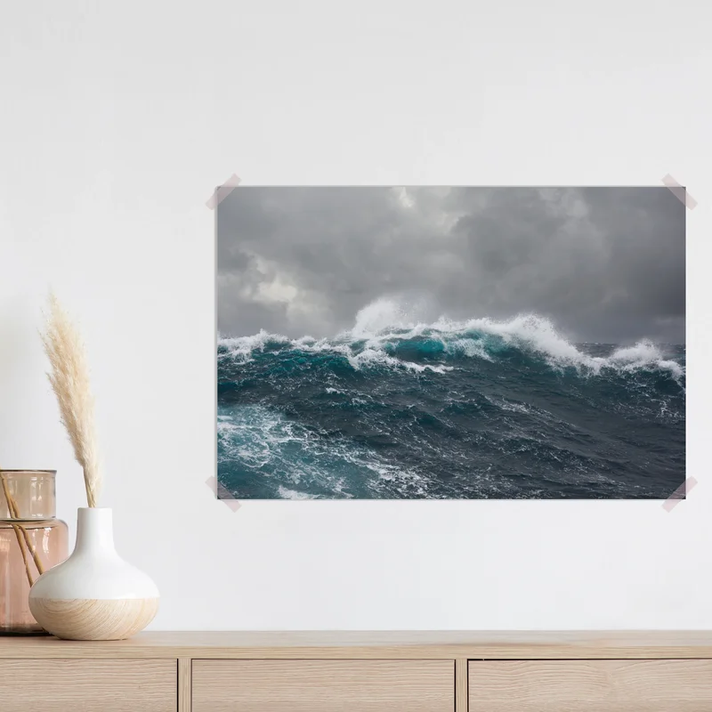 Poster stürmisches meer mit brechenden wellen Poster stürmisches meer mit brechenden wellen