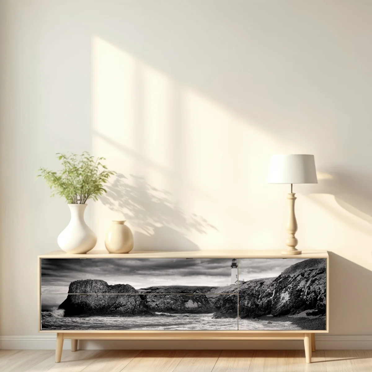 Repositionierbarer Aufkleber leuchtturm Yaquina Bay an stürmischer küste Repositionierbarer Aufkleber leuchtturm Yaquina Bay an stürmischer küste