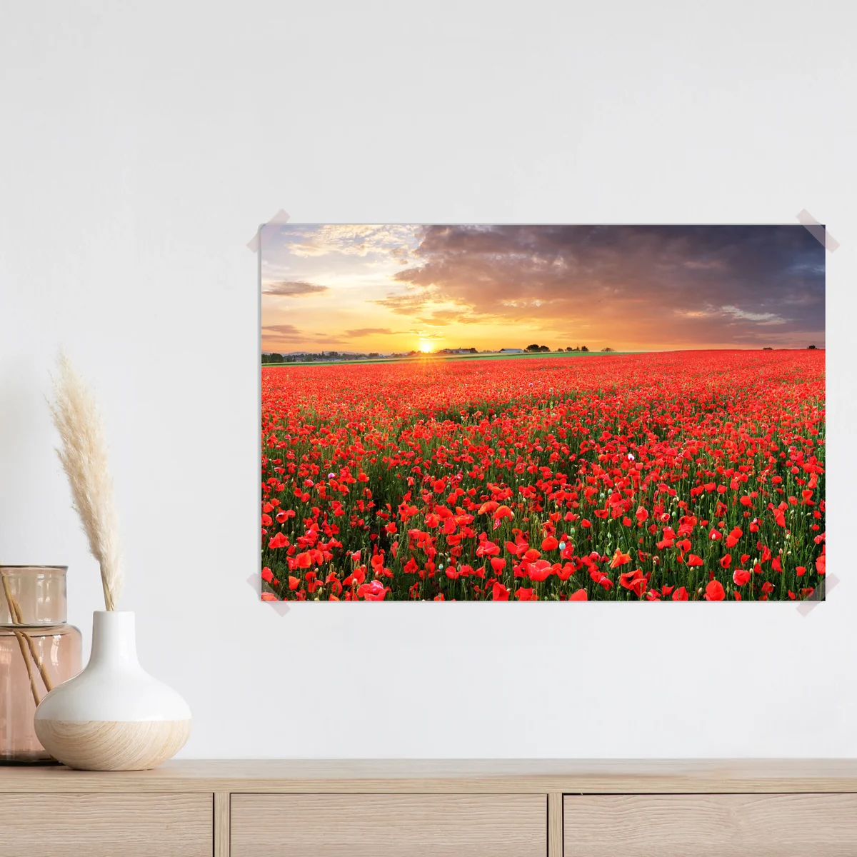 Poster mohnfeld im sonnenuntergang Poster mohnfeld im sonnenuntergang