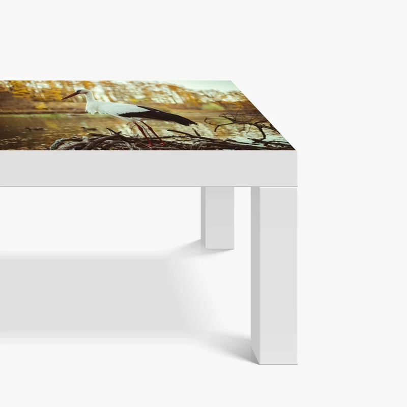 Tischaufkleber und Schreibtischaufkleber weißer storch am herbstlichen see