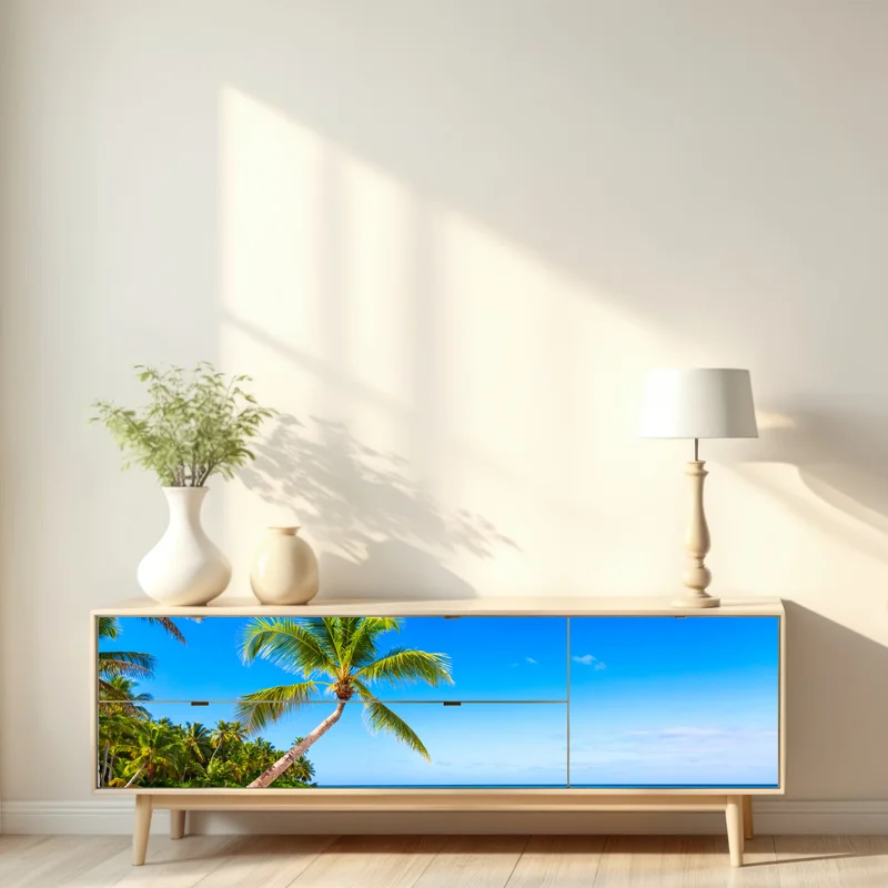 Repositionierbarer Aufkleber tropischer palmenstrand