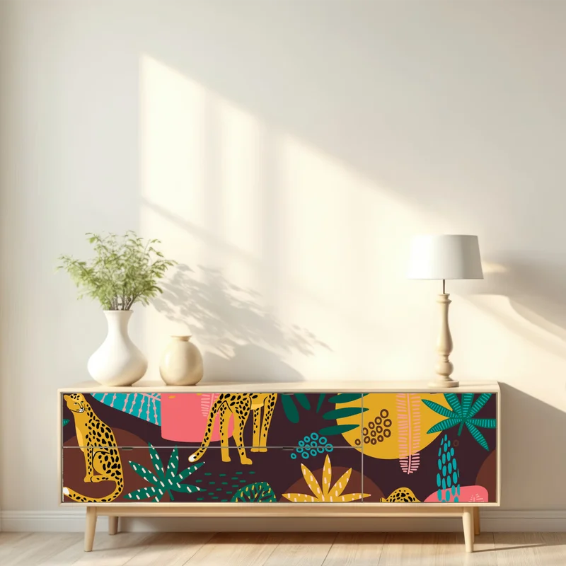 Repositionierbarer Aufkleber tropisches leopardenmuster Repositionierbarer Aufkleber tropisches leopardenmuster