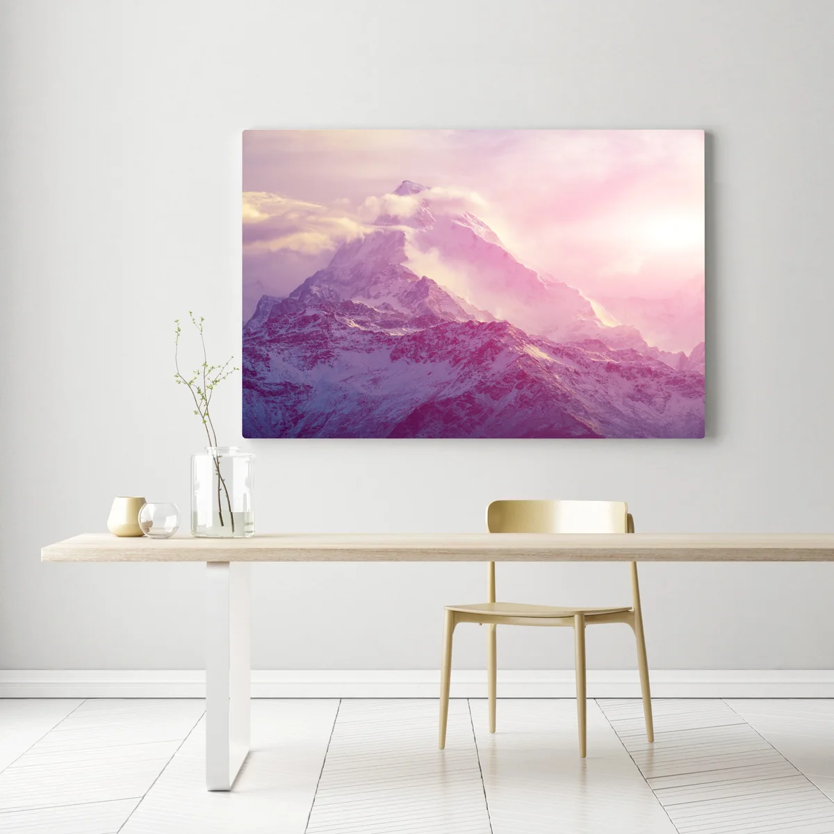 Leinwandbild pastellfarbener sonnenaufgang über den bergen Leinwandbild pastellfarbener sonnenaufgang über den bergen