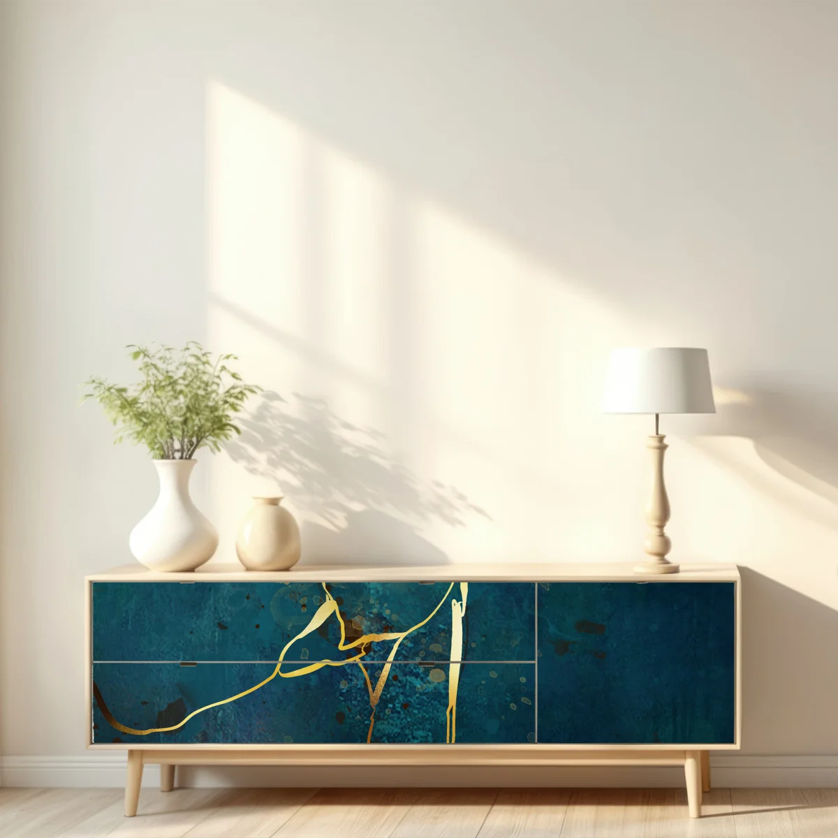 Repositionierbarer Aufkleber türkis und gold abstrakt mit goldenen adern Repositionierbarer Aufkleber türkis und gold abstrakt mit goldenen adern