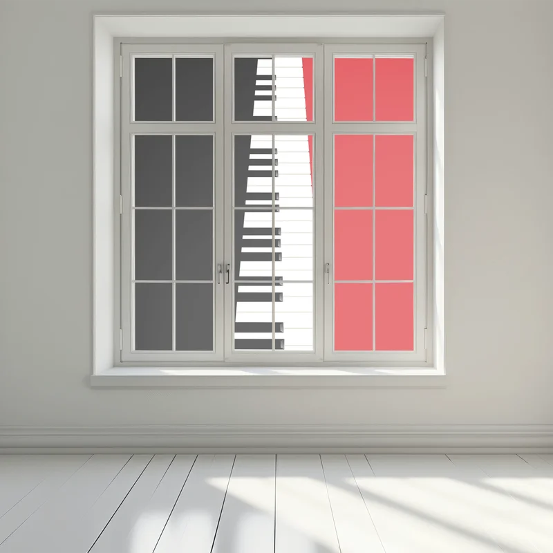 Fensteraufkleber schwarz-rotes klavier-tastatur motiv