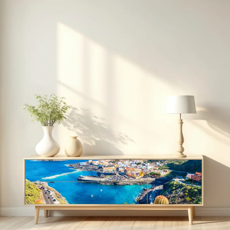 Repositionierbarer Aufkleber Garachico küstenpanorama, Teneriffa