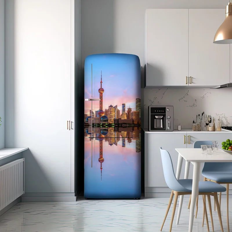 Kühlschrankaufkleber Shanghai skyline bei sonnenaufgang