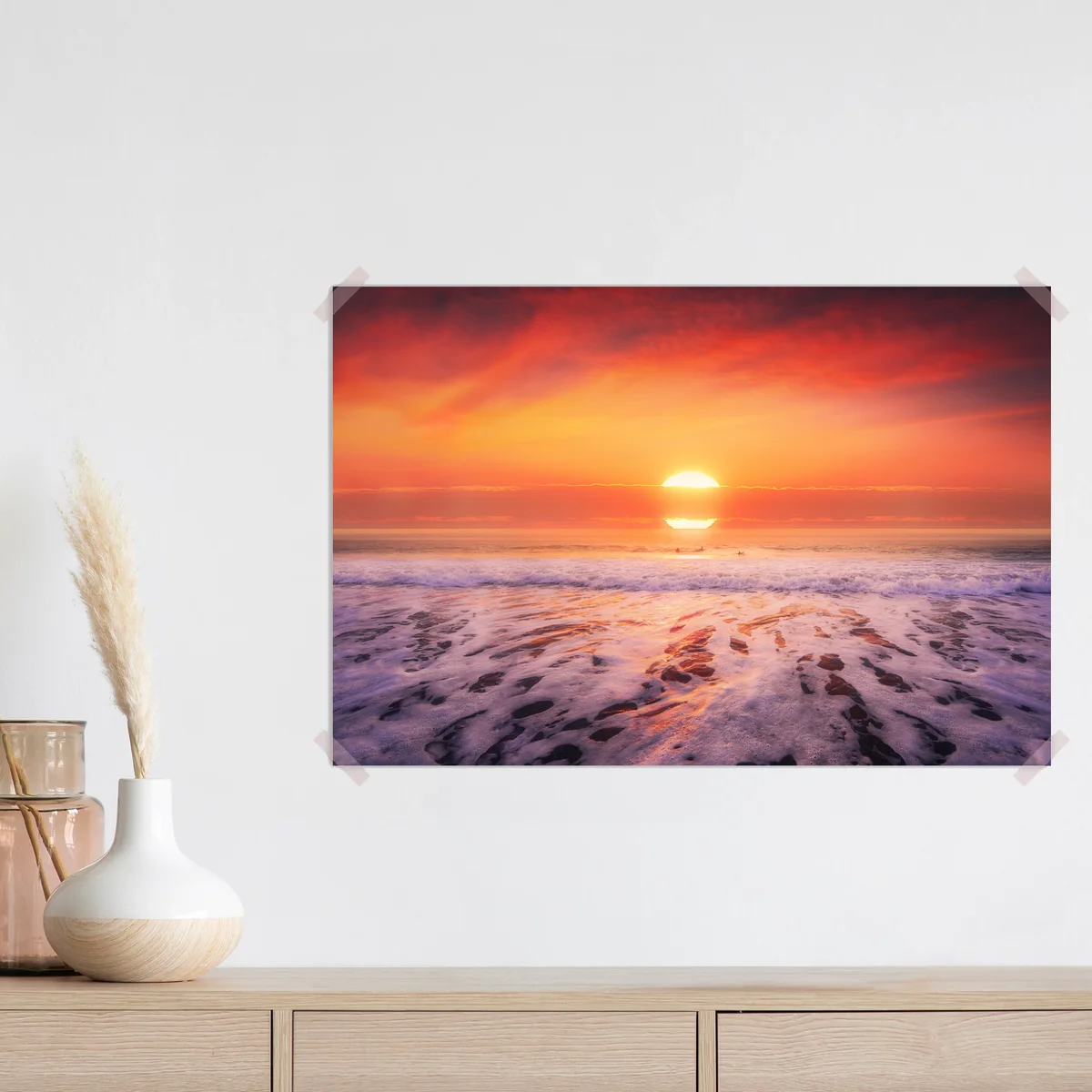 Poster goldener sonnenuntergang über ruhigem strand Poster goldener sonnenuntergang über ruhigem strand